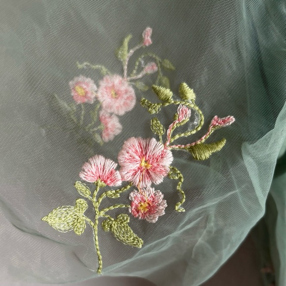 Floral Embroidered Green Maxi Dress - Picture 3 of 4